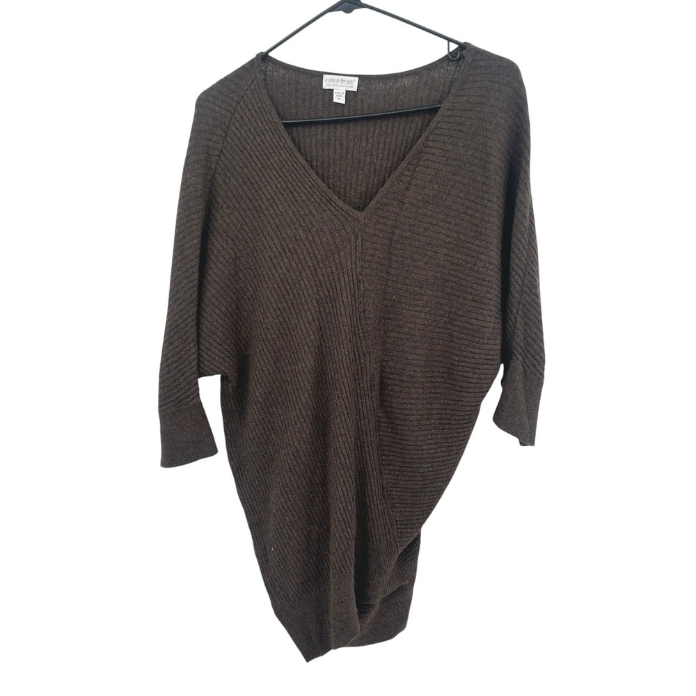 Maternity Cashmere Blend Tunic Sweater‎ Small Brown Ribbed Oversized Cozy